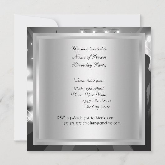 Disco 70's Birthday Party Invitation Kaart (Achterkant)