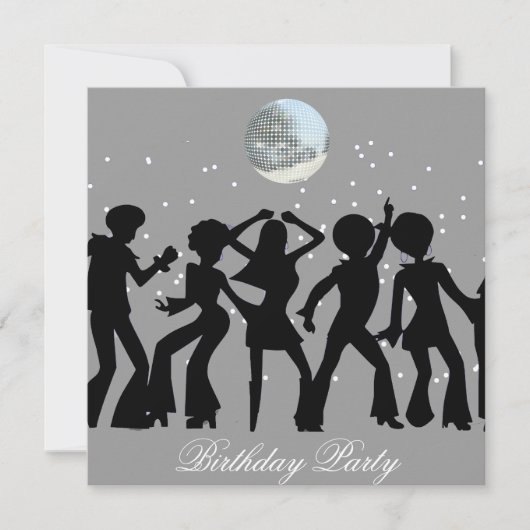 Disco 70's Birthday Party Invitation Kaart (Voorkant)