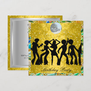 Disco 70's Birthday Party Invitation Retro Kaart