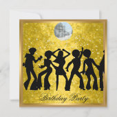 Disco 70's Birthday Party Invitation Retro Kaart (Voorkant)