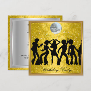 Disco 70's Birthday Party Invitation Retro Kaart