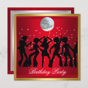 Disco 70's Birthday Party Red-uitnodiging Kaart