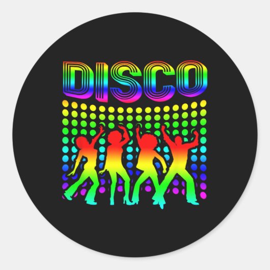 Disco 70s Disco thema  Retro dansen 1 Ronde Sticker (Voorkant)