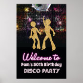 Disco 70s Feest Welkomstbord Poster (Voorkant)
