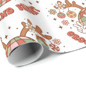 Disco 70s Retro Groovy en heldere kerst Cadeaupapier (Rol Hoek)