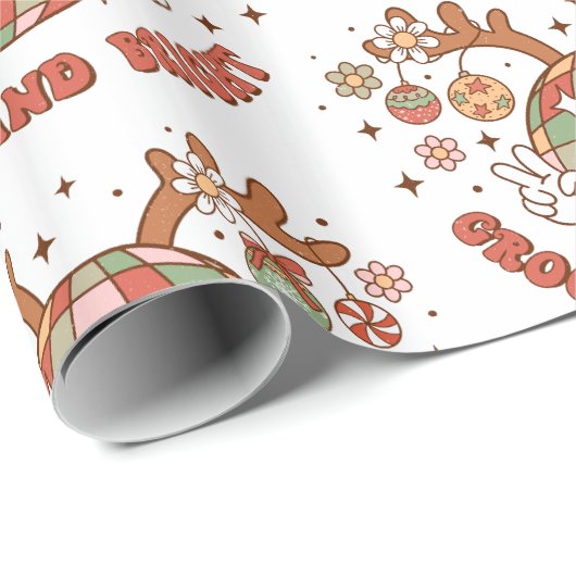Disco 70s Retro Groovy en heldere kerst Cadeaupapier (Rol Hoek)