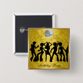 Disco 70's Verjaardagsfeest Retro knop Vierkante Button 5,1 Cm (Voorkant /achterkant)