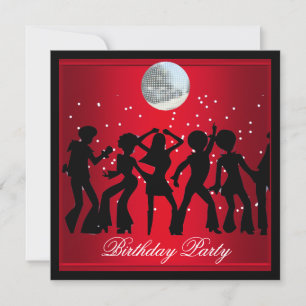 Disco 70's Verjaardagsfeestje Rood retro 2 Kaart