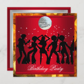 Disco 70's Verjaardagsfeestje Rood retro 3 Kaart (Voorkant / Achterkant)