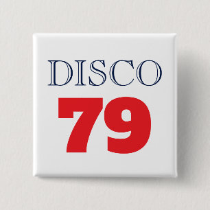 Disco 79 Pop Art Muziek Entertainment Retro Vierkante Button 5,1 Cm