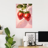 Disco-aardbeienprint, Retro-discobalfruit Poster (Thuiskantoor)