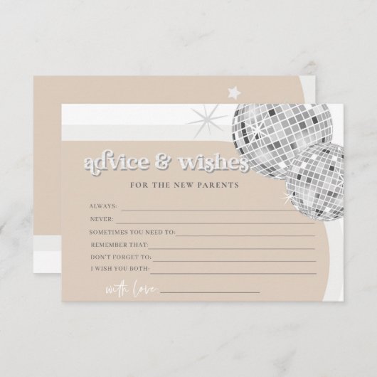 Disco advies en wensen Baby shower Game Kaart (Voorkant / Achterkant)