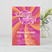 Disco Afstuderen Invitation (Roze) Kaart (Staand voorkant)