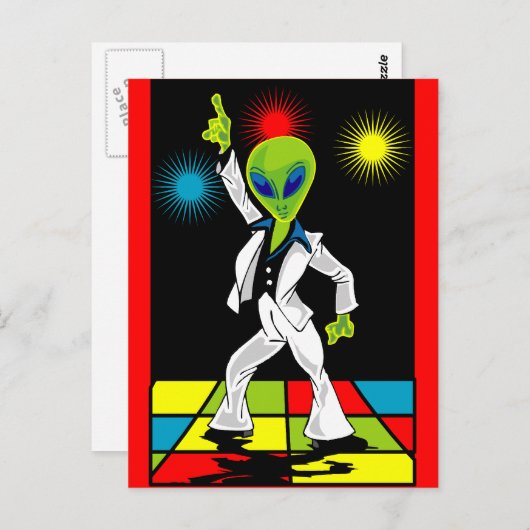 Disco Alien Briefkaart (Voorkant / Achterkant)