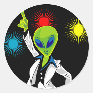 Disco Alien Ronde Sticker