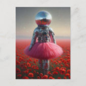 disco astronaut in een klaprozenveld briefkaart (Voorkant)