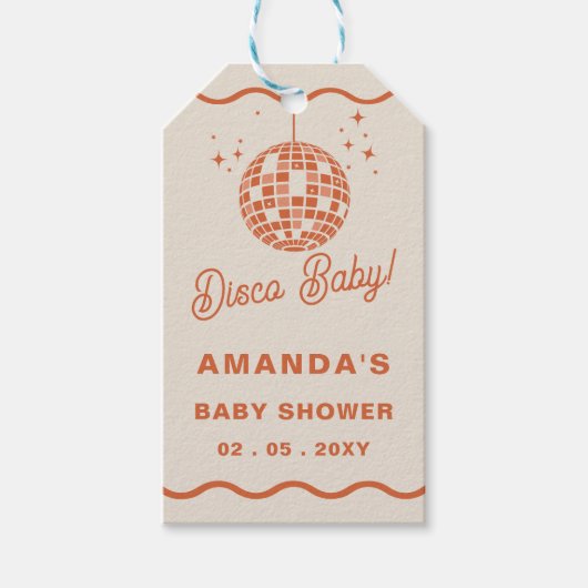 Disco Baby Retro Groovy Disco Baby shower Cadeaulabel (Voorkant)