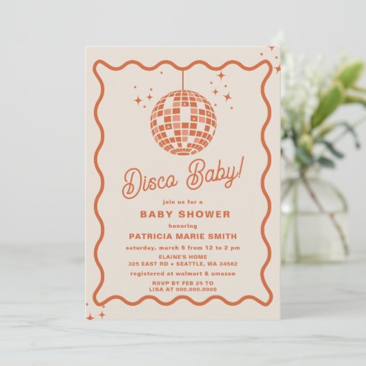 Disco Baby Retro Groovy Disco Baby shower Kaart (Staand voorkant)