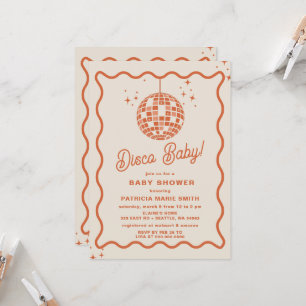 Disco Baby Retro Groovy Disco Baby shower Kaart