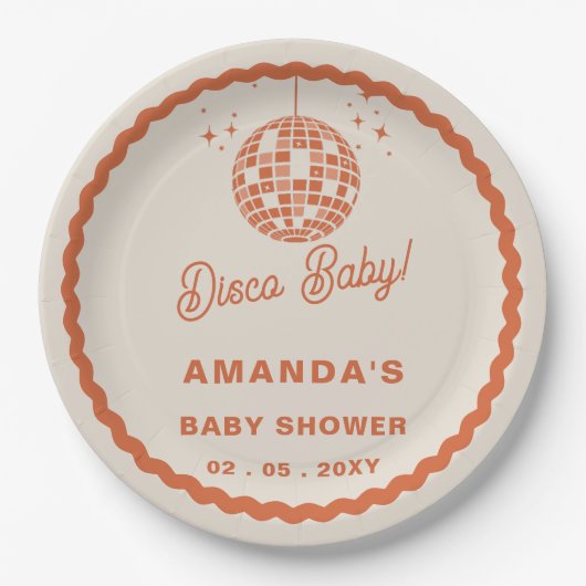Disco Baby Retro Groovy Disco Baby shower Papieren Bordje (Voorkant)