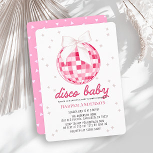 Disco Baby Roze Disco Bal Boog Meisje Baby Shower Kaart