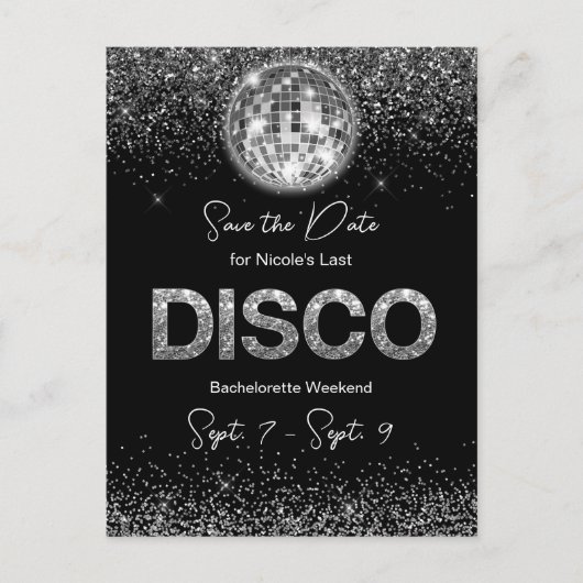 Disco Bachelorette-feestweekend Save The Date Briefkaart (Voorkant)