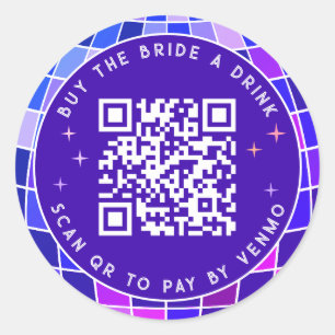 Disco Bachelorette Koop The Bride A Drink QR Code Ronde Sticker