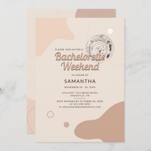 Disco Bachelorette Party Retro Weekend Itinerary Kaart (Voorkant / Achterkant)