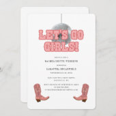 Disco Bachelorette Weekend Cow Girl Boots Kaart (Voorkant / Achterkant)