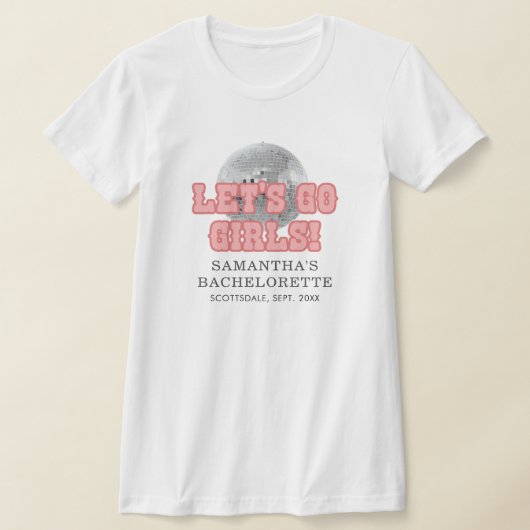 Disco Bachelorette Weekend Party Retro 70s Roze T-shirt (Laagn)