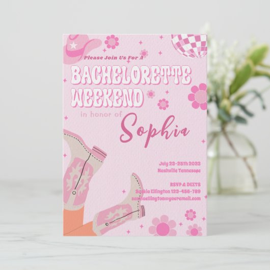 Disco Bachelorette Weekend Uitnodiging (Staand voorkant)