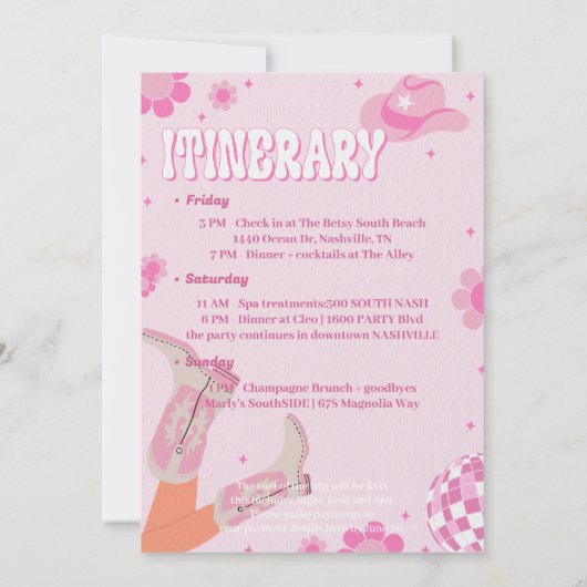 Disco Bachelorette Weekend Uitnodiging (Achterkant)