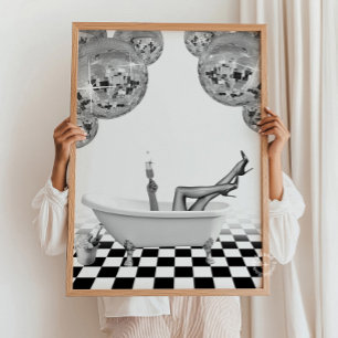 Disco badkuip badkamer muur kunst print poster