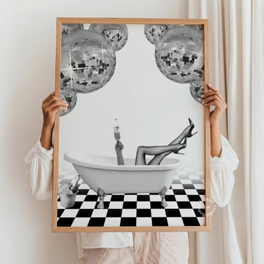 Disco badkuip badkamer muur kunst print poster