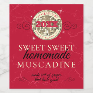 Disco bal aangepaste kleur zelfgemaakte wijngaard wijn etiket