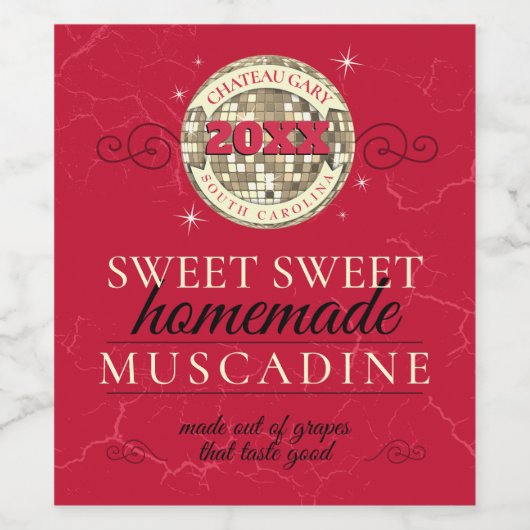 Disco bal aangepaste kleur zelfgemaakte wijngaard wijn etiket (Enkel label)