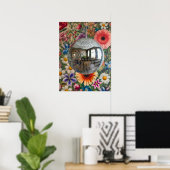 Disco Bal Bloemige Muurkunst Retro Maximalistische Poster (Thuiskantoor)
