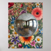 Disco Bal Bloemige Muurkunst Retro Maximalistische Poster (Voorkant)