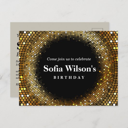 disco bal Briefkaart uitnodiging (Voorkant / Achterkant)