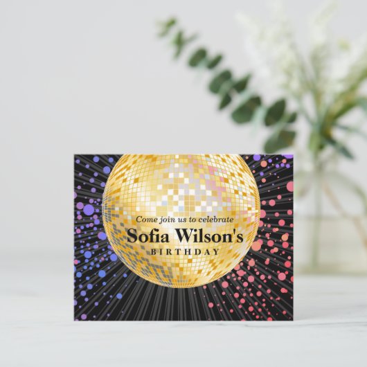 disco bal Briefkaart uitnodiging (Staand voorkant)