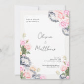 Disco bal bruiloft uitnodiging Floral (Voorkant)