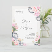 Disco bal bruiloft uitnodiging Floral (Staand voorkant)