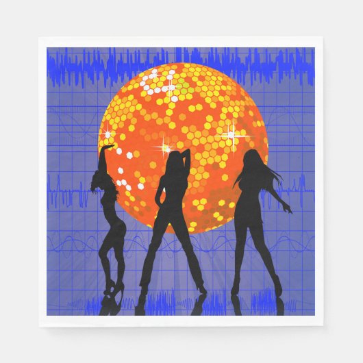 Disco Bal Dansfeest Silhouet Servet (Voorkant)