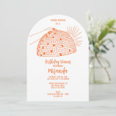 Disco Bal Diner Oranje Uitnodiging (Staand voorkant)