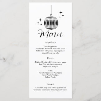 Disco bal dinermenu menu