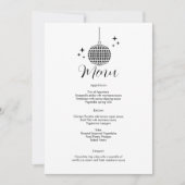 Disco Bal Dinner Menu Kaart (Voorkant)