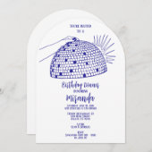 Disco Bal Dinner Uitnodiging Blauw (Voorkant / Achterkant)