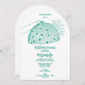 Disco Bal Dinner Uitnodiging Teal (Voorkant / Achterkant)