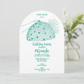 Disco Bal Dinner Uitnodiging Teal (Staand voorkant)