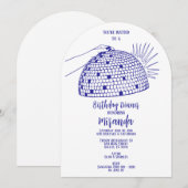 Disco Bal Eetuitnodiging Blauw Kaart (Voorkant / Achterkant)